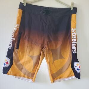 NFL Men's Pittsburgh Steelers Gradient Swim Trunks Board Shorts Size 34 X 11